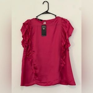 Ruffled Round Neck Silk Top